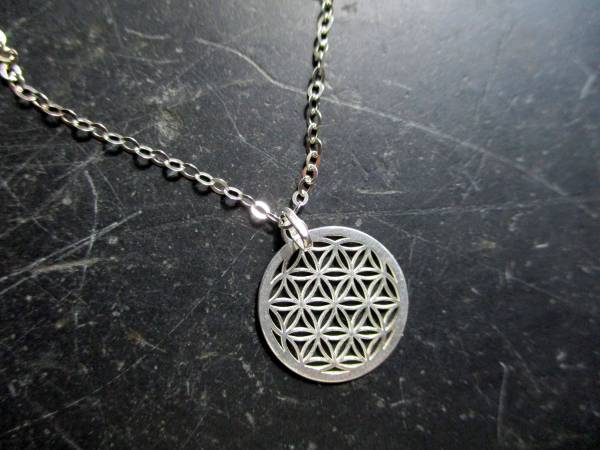 Kette, Blume des Lebens, Sterlingsilber, heilige Geometrie, Schmuck, Unisex