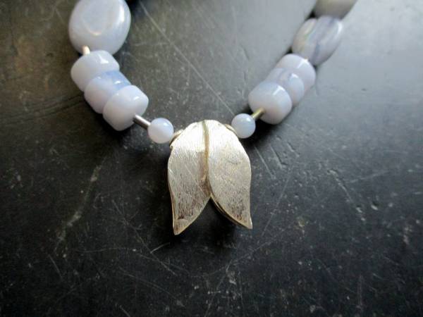 Kette, Chalcedon, hellblau, Sterlingsilber, Blüte, Schmuck, Frauen