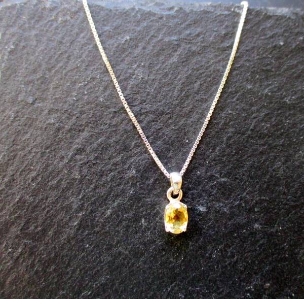 Anhänger, Kette, Sterlingsilber, Citrin, gelb, facettiert, Silberkette, Schmuck, Frauen, Mädchen