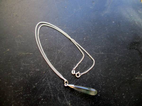 Anhänger, Tropfen, Fluorit, Silberkette, 40 cm, Schmuck, Frauen