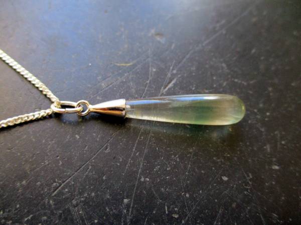 Anhänger, Tropfen, Fluorit, Silberkette, 40 cm, Schmuck, Frauen