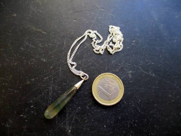 Anhänger, Tropfen, Fluorit, Silberkette, 40 cm, Schmuck, Frauen