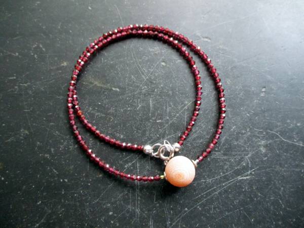 Kette, Granat, Granatkette, facettiert, rot, Frauen, Schmuck, Silber, Kugel, Druse