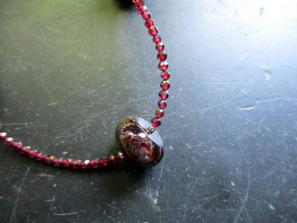 Kette, rot, Granat, facettiert, Sterlingsilber, Schmuck, Frauen