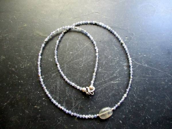 Kette, zierlich, Iolith, blau, Sterlingsilber, Schmuck, Frauen