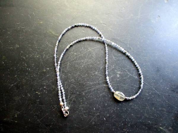 Kette, zierlich, Iolith, blau, Sterlingsilber, Schmuck, Frauen