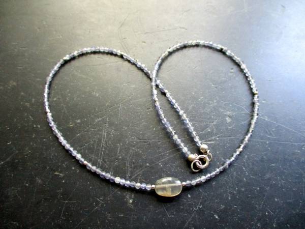 Kette, zierlich, Iolith, blau, Sterlingsilber, Schmuck, Frauen