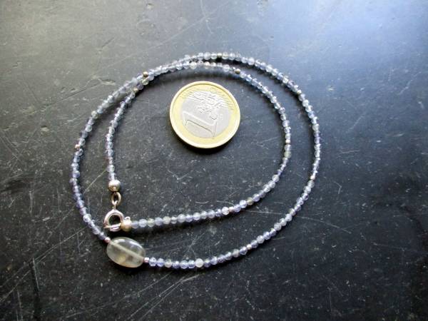 Kette, zierlich, Iolith, blau, Sterlingsilber, Schmuck, Frauen