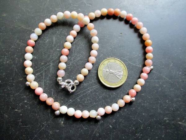 Kette, Rhodochrosit, rosa, Silberkugeln, Sterlingsilber, Schmuck, Frauen