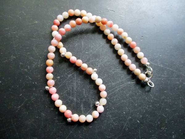 Kette, Rhodochrosit, rosa, Silberkugeln, Sterlingsilber, Schmuck, Frauen