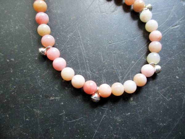 Kette, Rhodochrosit, rosa, Silberkugeln, Sterlingsilber, Schmuck, Frauen