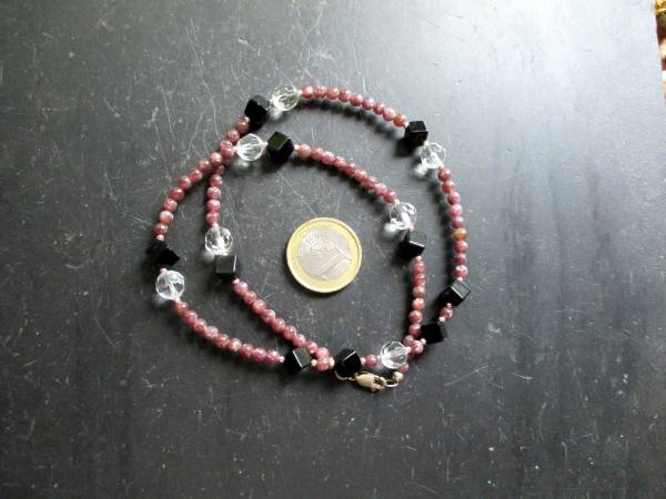 Kette, Rhodonit, dunkelrot, Onyx, Sterlingsilber, Schmuck, Frauen