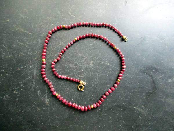 Kette, Rubin, rot,, geknotet, Schmuck, Gold