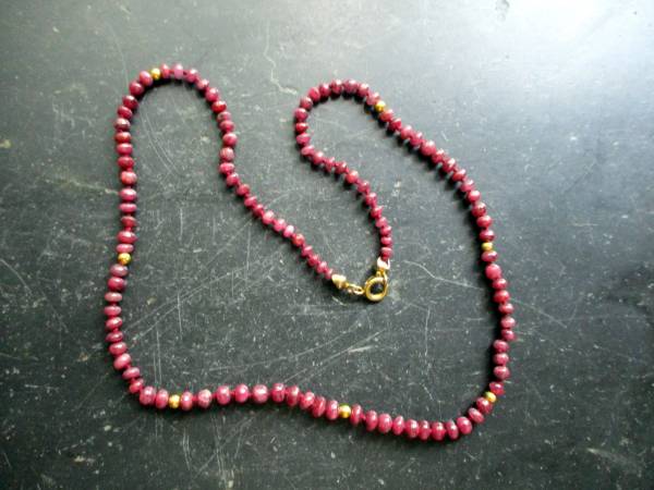 Kette, Rubin, rot,, geknotet, Schmuck, Gold