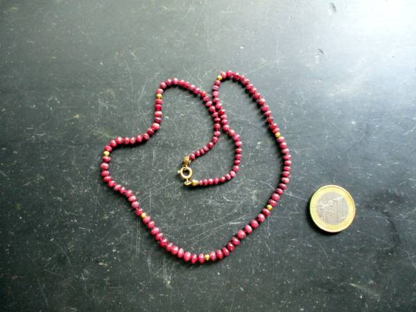 Kette, Rubin, rot,, geknotet, Schmuck, Gold