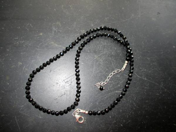 Kette, Spinell, schwarz, Silber, facettiert, Schmuck, Frauen, Verlängerung