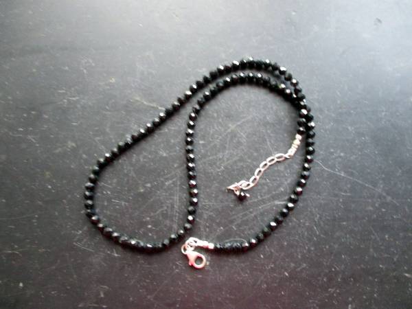 Kette, Spinell, schwarz, Silber, facettiert, Schmuck, Frauen, Verlängerung