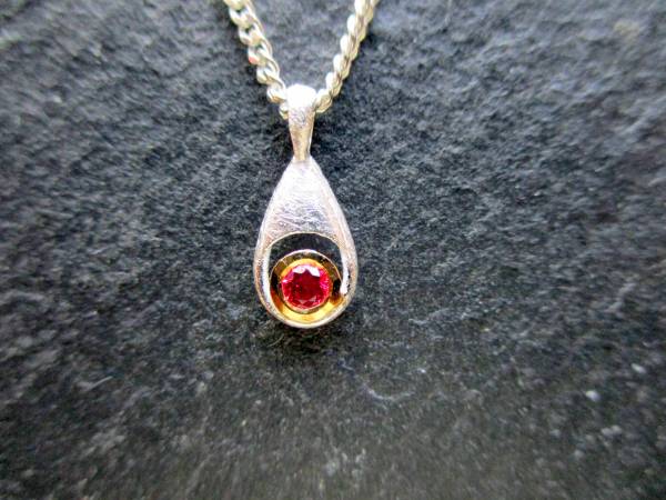 Kette, mit Anhänger, Spinell, Sterlingsilber, teilweise vergoldet, Schmuck, Frauen