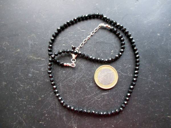 Kette, Spinell, schwarz, Silber, facettiert, Schmuck, Frauen, Verlängerung