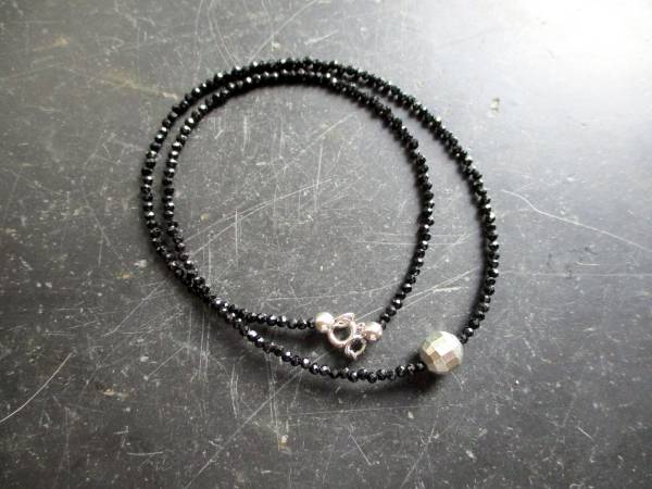 Kette, Turmalin, schwarz, Silber, zierlich, facettiert, Schmuck, Frauen