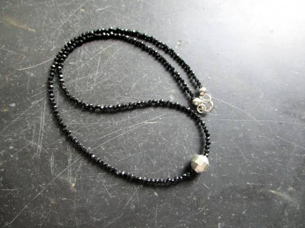 Kette, Turmalin, schwarz, Silber, zierlich, facettiert, Schmuck, Frauen