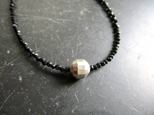 Kette, Turmalin, schwarz, Silber, zierlich, facettiert, Schmuck, Frauen
