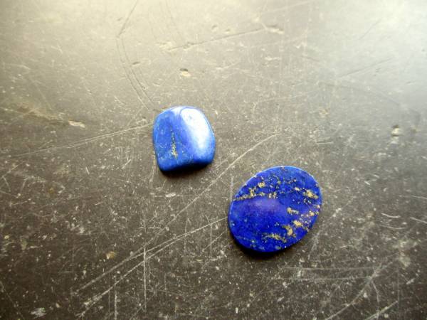 Cabochon, Lapislazuli, oval, eckig, 2 Stück, Lapis, Schmucksteine