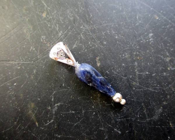 Anhänger, Sterlingsilber, Lapislazuli, blau, zierlich, Zirkonia, Schmuck, Frauen, Mädchen