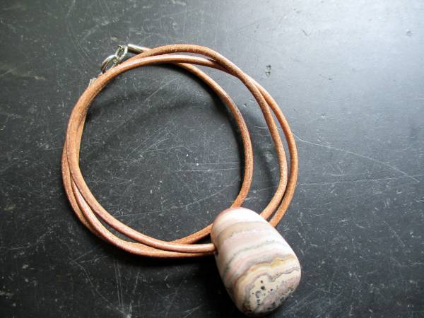 Kette, Lederband, Sterlingsilber, Tropfen, Achat, bunt bunt, Unisex