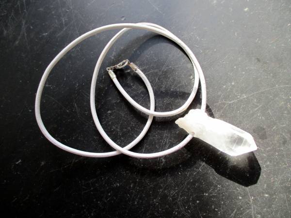 Kette, Lederband, Bergkristall, Spitze,  Schmuck, Unisex