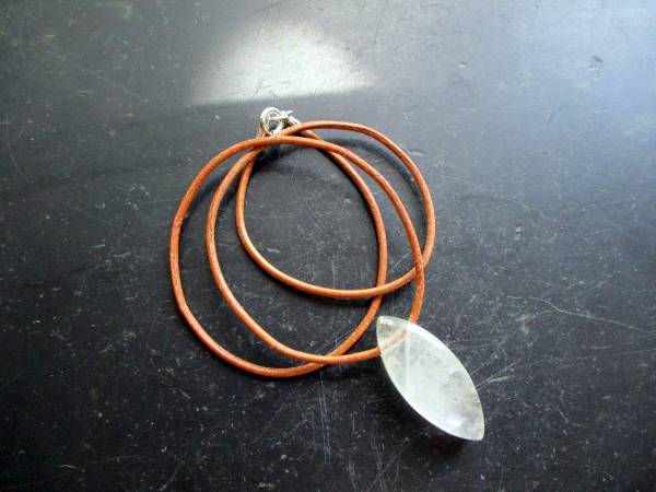 Anhänger, Kette, Bergkristall, Navette, Sterlingsilber, Unisex