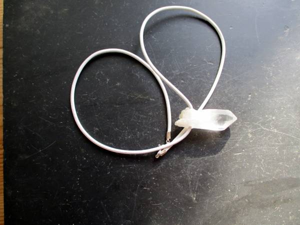 Kette, Lederband, Bergkristall, Spitze,  Schmuck, Unisex