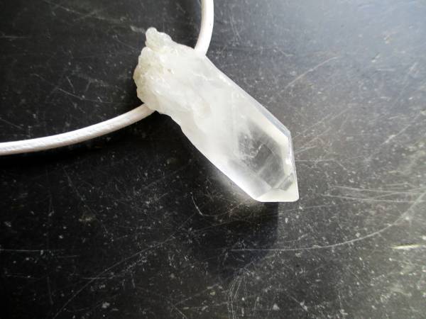 Kette, Lederband, Bergkristall, Spitze,  Schmuck, Unisex