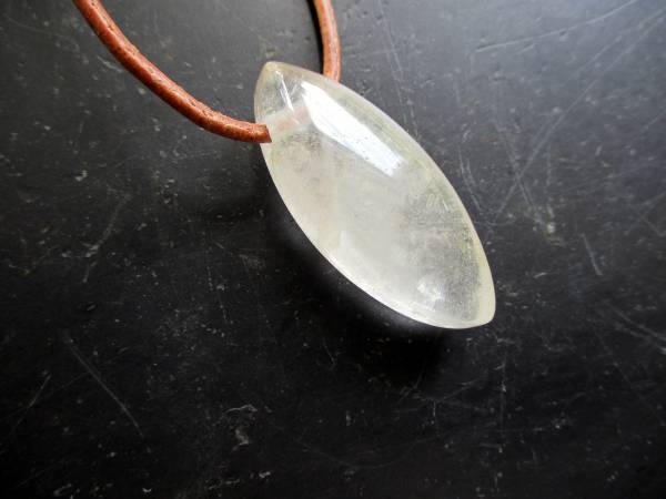 Anhänger, Kette, Bergkristall, Navette, Sterlingsilber, Unisex