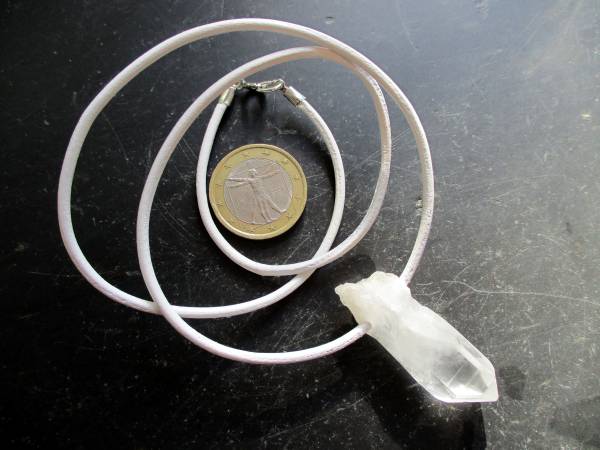 Kette, Lederband, Bergkristall, Spitze,  Schmuck, Unisex