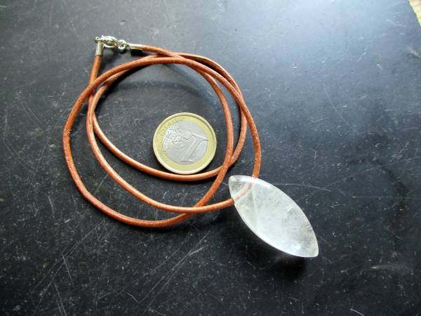 Anhänger, Kette, Bergkristall, Navette, Sterlingsilber, Unisex