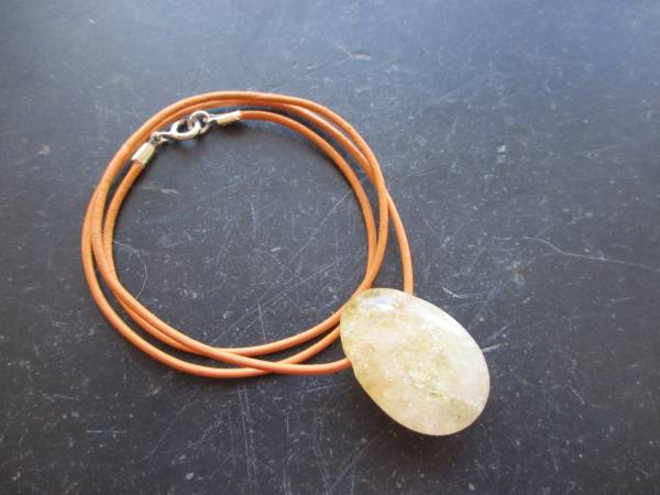 Kette, Anhänger, Lederband, Tropfen, Citrin, Schutz, Unisex, Sterlingsilber