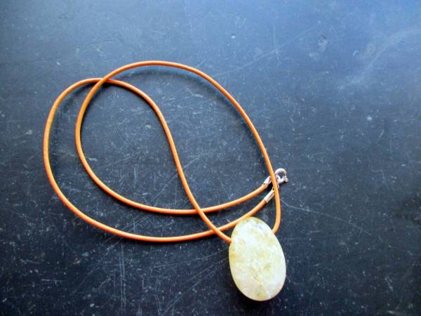 Kette, Anhänger, Lederband, Tropfen, Citrin, Schutz, Unisex, Sterlingsilber