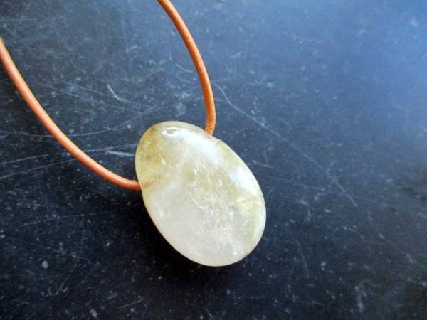 Kette, Anhänger, Lederband, Tropfen, Citrin, Schutz, Unisex, Sterlingsilber