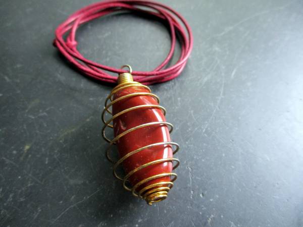Kette, Lederband, Spirale, Jaspis, rot, Schmuck, Männer, Frauen