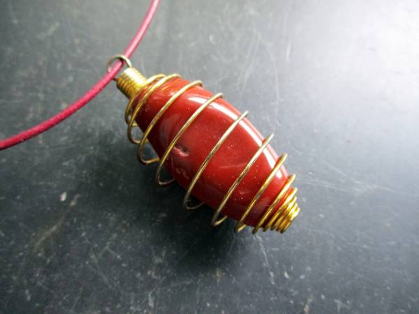 Kette, Lederband, Spirale, Jaspis, rot, Schmuck, Männer, Frauen