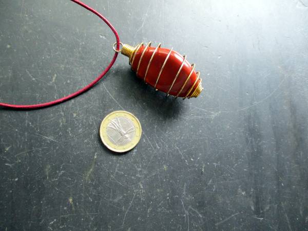 Kette, Lederband, Spirale, Jaspis, rot, Schmuck, Männer, Frauen