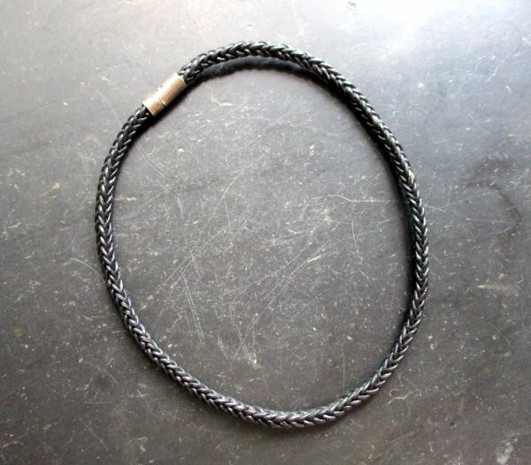 Kette, Halsreif, Leder, geflochten, schwarz, Schmuck, Unisex