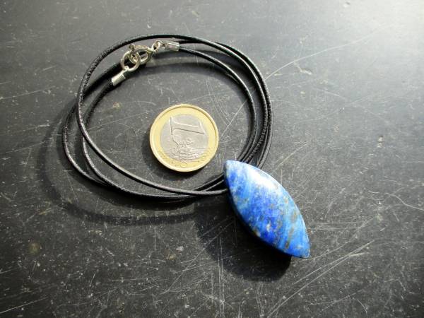 Lederband, Anhänger, Lapislazuli, Tropfen, Navette, klar, Schmuck, Männer, Frauen
