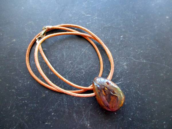 Anhänger, Opal, Tropfen, braun, Schmuck, Lederband, Silber, Unisex