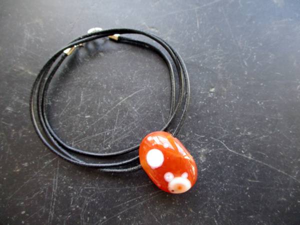 Kette, Anhänger, Lederband, Sterlingsilber, Tropfen, Ozeanjaspis, Ozeanachat, Schmuck, Unisex