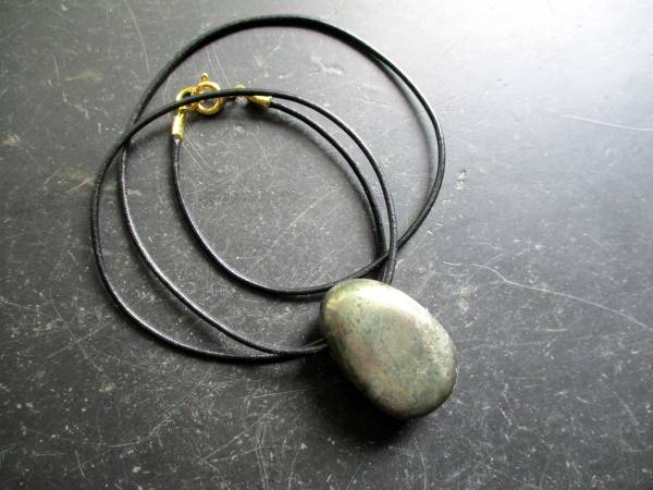 Kette, Lederband, Sterlingsilber, Tropfen, Pyrit, gold, bunt, Unisex