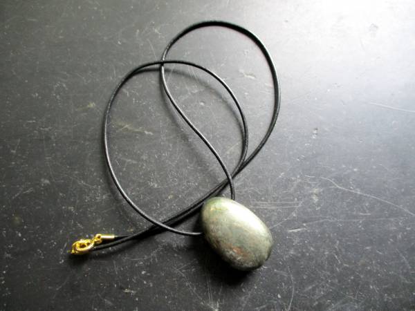 Kette, Lederband, Sterlingsilber, Tropfen, Pyrit, gold, bunt, Unisex