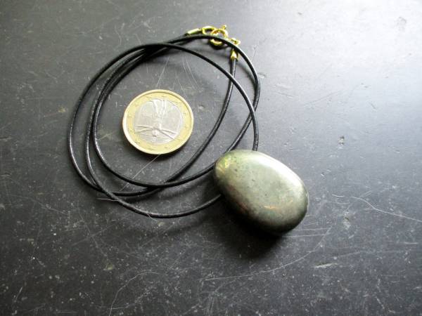 Kette, Lederband, Sterlingsilber, Tropfen, Pyrit, gold, bunt, Unisex