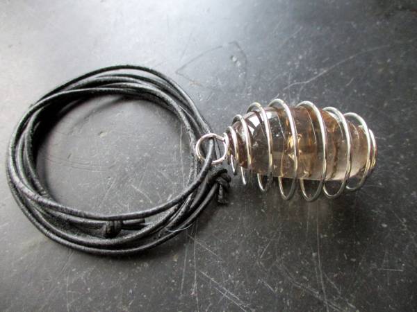 Anhänger, Spirale, Rauchquarz, Lederband, verstellbar, Unisex